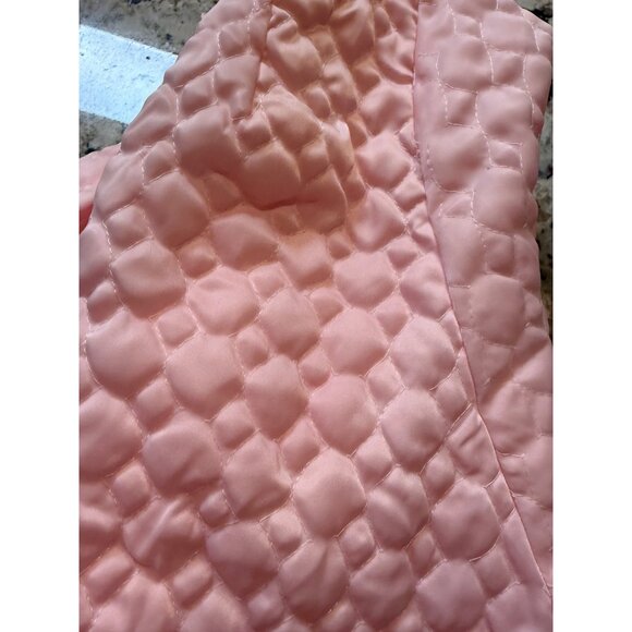 Vtg 50s Barbizon Pink Quilted Bed Jacket Floral Embroidery Cottage Grannycore - Picture 10 of 13